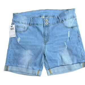 New SUFL Colombian Fit Push Up Jeans Light Wash Distressed Denim Shorts Size 17